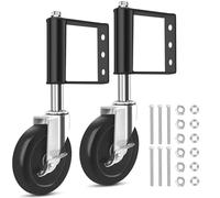 2 Pièces Roulette Portail 10.2 cm avec Ressort & Frein, Roulettes Pivotantes 360 ° Capacité Charge 100kg, Roue Charge Lourde pour Portes Jardin Bois, Portes Tournantes, Clôture Cour
