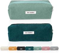 2 Pièces Rousse À Crayons Velours Côtelé, Trousse Scolaire Pencil Case Grande Capacité Trousse Scolaire Sac De Rangement Portable Trousse Avec Fermeture Eclair¿Vert Foncé,Vert Herbe¿[Z64]