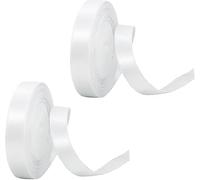 2 PièCes Ruban Blanc, 2cm X 23 M Ruban Satin Double Face Polyester Emballage Cadeau Rubans Satin Rubans éPais Pour Cadeaux Artisanat Bouquet MariéE DéCoration De Mariage GâTeaux Projets Couture FêTes