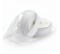 2 pièces Ruban de dentelle blanc 3 mm x 20 m, rouleau de ruban à motif vintage, liseré de dentelle pour couture et loisirs créatifs, pour emballage cadeau, décoration de robe et mariage