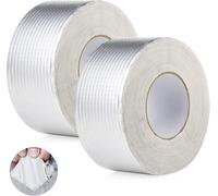 2 Pièces Ruban Étanche En Caoutchouc Butyle En Aluminium-50mmx10m Bande Etancheite Autocollante Butyle En Étanche Ruban-Ruban Butyle Correctifs Imperméables De Réparation Pour Fuite De Toit