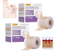 2 pièces Ruban Nano RéParateur à L'Acide Hyaluronique,Ruban En Silicone Pour Cicatrices,RéUtilisable Patch De Cicatrice De Silicone,Pour Tous Les Types De Peau