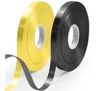 2 Pièces Rubans Satin Noir et Jaune, 8mm x 50M Bande Tissée, Ruban de Satin pour Halloween Cadeau Emballage Ballons DIY Couture Projet Cheveux Valentin Cadeaux Bouquets Floraux Mariage et Gâteau Décor