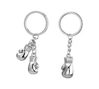 2 Pièces S De Boxe en Argent Anneau Clé Pendentif, Créativité Mignon Mini-Clés, Pendentif Sac Amusant, Cadeau De Sport.