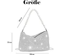2 Pièces Sac À Bandoulière À Paillettes À La Mode, Sac À Main avec Collier De Perles, Sac À Bandoulière Tendance pour Femmes, Adapté Aux Banquets, Fêtes, Danses (Noir, Argent).