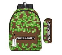 2 pièces Sac à dos pour garçon, fille avec trousse à crayons, ensemble sac à dos Minecraft Sac à dos pour enfant,40x30x17cm