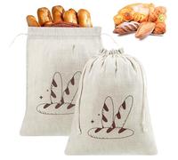 2 Pièces Sac à Pain en Lin, Sac Tissu Cordon, Sac à Cordon de Pain Réutilisables, Sac Linge Sale Voyage, Peut être Conservé Frais Sac a Pain Tissu pour Le Pain Fruits Et Légumes (30 X 40 cm)