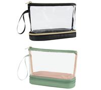 2 Pièces Sac De Maquillage Transparent, Sac De Maquillage Imperméable, Sac De Maquillage À Grande Capacité À Double Couche, Sac De Maquillage Portable, Accessoires De Voyage