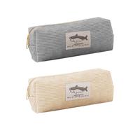 2 Pièces Sac De Papeterie De Motif De Requin, Sac À Crayon Mignon, Sac À Crayon Créatif, Sac À Crayon En Velours Côtelé, Papeterie Étudiante.