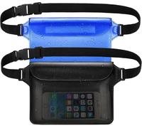 2 pièces Sac étanche Housse de protection pour téléphone portable pour les sports nautiques, H076 noir + bleu