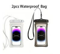 2 pièces Sac étanche universel IPX8, pochette téléphone étanche à l'air, sac téléphone étanche pour la natation sous-marine, étui téléphone étanche pour la plage, sac étanche pour Smartphone (noir+bla