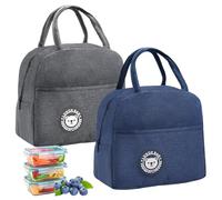 2 Pièces Sac Isotherme à Repas 7L Sac Lunch Box, Petite Glaciere Souple Isotherme avec Doublure en Feuille D'aluminium, Mini Glaciere pour Femmes Hommes et Étudiants à l’École et au Bureau,Bleu,Gris