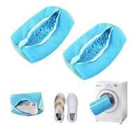 2 Pièces Sac Lavage Chaussures Machine à Laver, Réutilisable Sac a Chaussures Machine a Laver, Lavage avec Fermeture Éclair pour Lave-linge, Sèche-linge (Bleu)