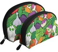 2 pièces Sacs à cosmétiques légumes Verts Pois végétalien Voyage Trousse de Maquillage Coquille Toilette Femmes Sac à Main