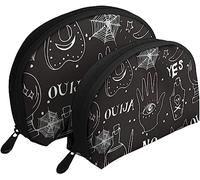 2 pièces Sacs à cosmétiques Ouija Chat Halloween Motif Voyage Trousse de Maquillage Coquille Toilette Femmes Sac à Main