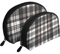 2 pièces Sacs à cosmétiques Pied-de-Poule Tartan Plaid Voyage Trousse de Maquillage Coquille Toilette Femmes Sac à Main