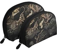 2 pièces Sacs à cosmétiques Twin Dragons Chine Japon Cluture Voyage Maquillage Sac Coquille Toilette Femmes Sac à Main