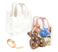 2 Pièces Sacs Cadeaux Transparents avec Poignées, 25CM x 23CM x 14CM Sacs Fourre-Tout Réutilisables en PVC Sacs D'Emballage Transparents pour Boutique Mariage Anniversaire Cadeau de la Saint-Valentin