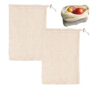 2 Pièces Sacs de Cuisine Coton, 30 x 20 cm, Sacs de Cuisson Réutilisables et Lavables, avec Cordon Serrage, pour Conserver les Fruits, Les Pois Chiches Cuits, Les Soupes et Les Ragoûts