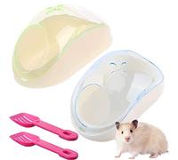 2 Pièces Salle de Bain pour Animaux de Compagnie Hamster, Salle de Bain de Toilette pour Hamster, Salle de Bain en Plastique pour Hamster avec Pelle, pour Hamster, Furet Porc (Bleu + Vert)