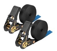 2 Pièces Sangles à Cliquet, Sangle, Sangles d'Arrimage, pour Bagages et Transport, Déménagement, aux Motos, aux Bagages, au Camping, à La Sécurisation du Chargement, 6m x 25 mm, Noir