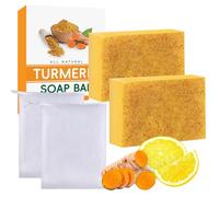 2 Pièces Savon Curcuma Visage, Kojic Acid Soap Turmeric Soap, Savon Curcuma Visage et Corps, Hydrater et Eclaircir le Teint, Rétrécissement des Pores