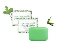 2 Pièces Savon Solide à l'Huile Essentielle d'Arbre à Thé, Naturel Fait Main Savon Pour Douche, Antifongique Antibactérien Pour Visage Corps Toute la Famille