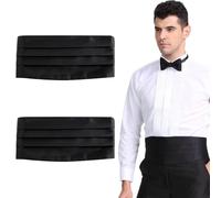 2 Pièces Sceau De Taille Pour Hommes, Sceau De Taille Robe, Accessoires De Costume, Phoque De Taille En Satin Noir, Accessoires De Vêtements De Fête.
