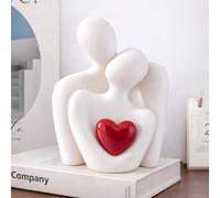 2 pièces Sculpture de couple miniature de 8,5 cm, décoration en résine blanche convenant pour la chambre, l'anniversaire romantique, le mariage et le cadeau de couple pour la Saint-Valentin 1 noir + 1
