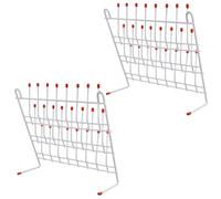 2 Pièces Séchoir de Laboratoire Métallique à 24 Picots pour Flacons et | Structure Verticale Blanche, Pieds Stables et Fentes Modulaires, pour Cours de Sciences et Usage Labo