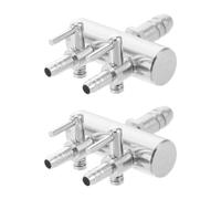 2 Pièces Séparateur D'air pour Aquarium 2 Voies Réglable 8mm à 4 MM | Corps Métal Inox Argenté, Sortie Acier Inoxydable, Installation Rapide sans Outil, pour Pompes et Filtres Mousse