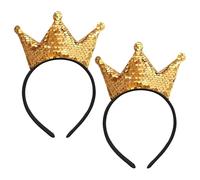 2 Pièces Sequin Couronne Headband, Bandeaux Brillants à Paillettes Crown Bandband Couronnes Dorées Serre Tête à Paillettes Bandeau élastique Bandeau À Accessoires De Vêtements for Women Christmas