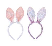 2 Pièces Serrage-tête à Paillettes Oreilles de Lapin | Tissu Léger, Port Confortable, Style Unique, Blanc ou Pourpre, pour Pâques et Bachelor Party