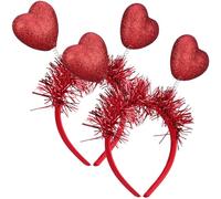 2 Pièces Serrage-tête Cœur Rouge pour Femmes et Couples | Plastique et Écume, Style Charmant et Mignon, pour Fêtes, Cabine Photo, Tenue Assortie