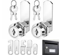 2 Pièces Serrure Boite aux Lettres 16mm, Barillet Boite aux Lettres avec 5 Plaques de Serrure Différentes et 2 Clés, Serrure Armoire Métallique Universelle, Verrou pour Placard Casier Classeur