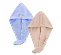 2 Pièces Serviette Cheveux Microfibres, Serviette Microfibre Cheveux Bouclés Super Absorbants, Serviettes de Séchage Ultra-Absorbantes pour Cheveux, pour Cheveux Bouclés ou Longs (Bleu/Marron)