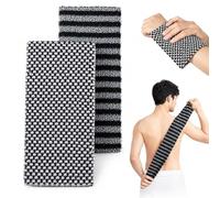 2 Pièces Serviette Exfoliante Douche, Extra Longue Exfoliant Chiffon de lavage, Gant de Toilette Exfoliant pour Nettoyage en Profondeur/Massage, Douche, Lavage Dos