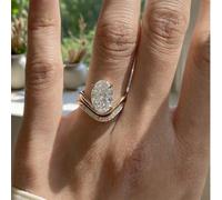 2 pièces Set Bague Ovale en Zircone Scintillante en Argent S925 de Luxe Pour Femmes, Idéal Comme Cadeau d'Anniversaire ou de Noël 7,5,9,11,6,8,10,4Argent sterling 925