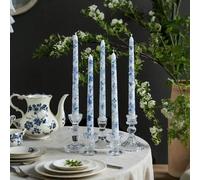 2 pièces/set Bougies coniques à motif de porcelaine bleue et blanche, bougies longues de 9,84 pouces avec motif floral chinois vintage, décorations de bougies de table élégantes pour mariage, banquet,