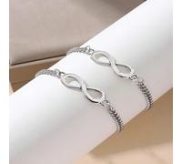 2 pièces/set Bracelets de style symbole infini, ambiance vacances. Parfait pour les petites amies et les petits amis, la Saint-Valentin, maman, mère, fête des mères, cadeau Taille UniqueAcier inoxydab