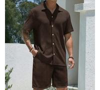 2 pièces/Set Chemise à manches courtes ample et pantalon de style européen , jacquard, décontracté, marque. Tenue de plage et de vacances. Convient comme cadeau pour le mari/petit ami L,M,S,XL,XXLUnic