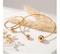 2 pièces/Set Collier & Bracelet à Boule Ronde, Design Métallique Premium Minimaliste avec Double Boule, Chaîne de Cou Ouverte Ajustable & Combinaison de Bracelet, Convient pour les Robes de Soirée ou 