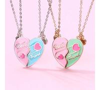 2 pièces/set Collier pendentif en forme de cœur, convient pour le port scolaire, délicat et réglable, style BFF, accessoires de fête, cadeau, amitié éternelle Taille UniqueAlliage de zinc