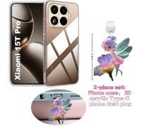 2 pièces Set : Coque de téléphone transparente antichoc + Bouchon anti-poussière de type C 2D en acrylique. Cette coque de téléphone transparente a une fonction d'absorption des chocs, une protection