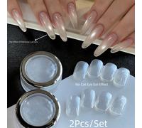 2 pièces Set de Nail Art, comprend une poudre électroplaquée en cristal transparente au soleil, une poudre électroplaquée super brillante, pour créer un effet d'ongles brillants - effet surligneur, co