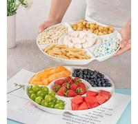 2 pièces Set de plateaux ronds en plastique - Plateaux durables convenant pour les collations, les noix, les fruits et les amuse-gueules, idéal pour les fêtes, les mariages, les vacances, la cuisine e