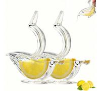 2 pièces Set de presse-agrumes élégant, presse-citron manuel à 2 chambres convenant pour la maison, le bar et la cuisine, presse-fruits transparent robuste et de haute qualité 1 pièce,2 pièces,1 cuill