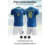 2 pièces/set Ensemble de football pour garçons avec imprimé intégral et effet brûlé, personnalisation du nom/maillot de club best-seller, uniforme de joueur de sport numéro #10, ensemble pour enfants,