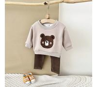 2 pièces/Set Ensemble Survêtement et pantalon long matelassé pour bébé fille, motif mignon animal, pour le printemps et l'automne 6-9M,9-12M,12-18M,18-24M,2-3YAnimal,CartoonTissu tricoté