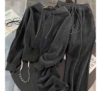 2 pièces/Set Femmes grande taille sweat-shirt à capuche ample et pantalon pattes d'éléphant 0XL,1XL,2XL,3XL,4XL,5XLUnicoloreTissu tissé